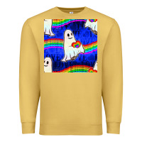 Antique Gold Pride lgbtq ghosts and heart with rainbow seamless Premium Sweatshirt - BundleAndBundleShop