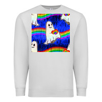 Dove Grey Pride lgbtq ghosts and heart with rainbow seamless Premium Sweatshirt - BundleAndBundleShop