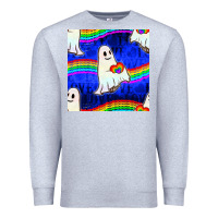 Heather Grey Pride lgbtq ghosts and heart with rainbow seamless Premium Sweatshirt - BundleAndBundleShop