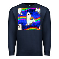 Navy Pride lgbtq ghosts and heart with rainbow seamless Premium Sweatshirt - BundleAndBundleShop