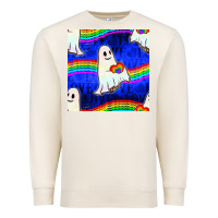Sandshell Pride lgbtq ghosts and heart with rainbow seamless Premium Sweatshirt - BundleAndBundleShop