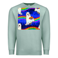 Seafoam Pride lgbtq ghosts and heart with rainbow seamless Premium Sweatshirt - BundleAndBundleShop