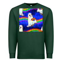 Sports Green Pride lgbtq ghosts and heart with rainbow seamless Premium Sweatshirt - BundleAndBundleShop