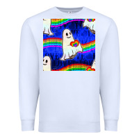 White Pride lgbtq ghosts and heart with rainbow seamless Premium Sweatshirt - BundleAndBundleShop