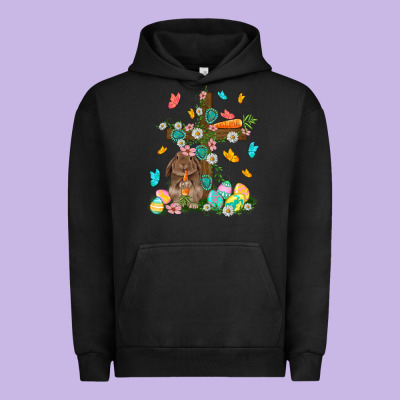Western Rabbit With Cross Easter Day Urban Hoodie Designed By Howdyjamesfarm