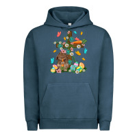 Pigment Midnight Navy Western Rabbit with Cross Easter Day Urban Hoodie - HowdyJamesFarm