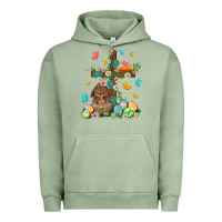 Pigment Oil Green Western Rabbit with Cross Easter Day Urban Hoodie - HowdyJamesFarm