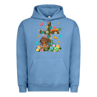 Pigment Pebble Blue Western Rabbit with Cross Easter Day Urban Hoodie - HowdyJamesFarm