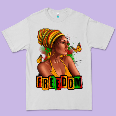 Premium Tee Juneteenth freedom afro woman