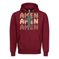 Burgundy amen Zipper Hoodie - MaliasSmallBusiness