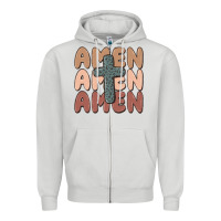 Dove Grey amen Zipper Hoodie - MaliasSmallBusiness
