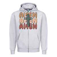 Heather Grey amen Zipper Hoodie - MaliasSmallBusiness
