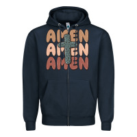 Navy amen Zipper Hoodie - MaliasSmallBusiness