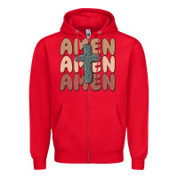 Red amen Zipper Hoodie - MaliasSmallBusiness
