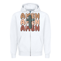 White amen Zipper Hoodie - MaliasSmallBusiness