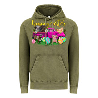 Vintage Olive happy easter truck with farm animal Vintage Hoodie - Neo Western
