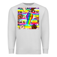 Dove Grey Pride lgbtq hands with cowhide seamless pattern Premium Sweatshirt - BundleAndBundleShop
