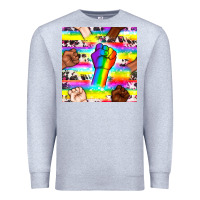 Heather Grey Pride lgbtq hands with cowhide seamless pattern Premium Sweatshirt - BundleAndBundleShop