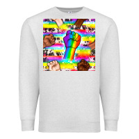 Oatmeal Heather Pride lgbtq hands with cowhide seamless pattern Premium Sweatshirt - BundleAndBundleShop