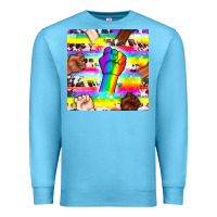 Ocean Blue Pride lgbtq hands with cowhide seamless pattern Premium Sweatshirt - BundleAndBundleShop