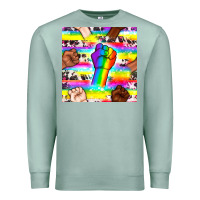 Seafoam Pride lgbtq hands with cowhide seamless pattern Premium Sweatshirt - BundleAndBundleShop