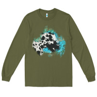 Army Green cowhide turquoise patch Long Sleeve Tee - AdoDesignShop