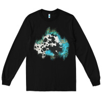Black cowhide turquoise patch Long Sleeve Tee - AdoDesignShop