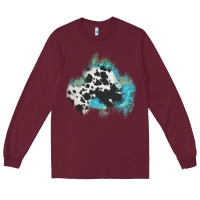 Burgundy cowhide turquoise patch Long Sleeve Tee - AdoDesignShop