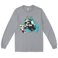 Heather Grey cowhide turquoise patch Long Sleeve Tee - AdoDesignShop