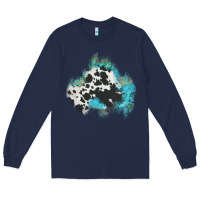 Navy cowhide turquoise patch Long Sleeve Tee - AdoDesignShop