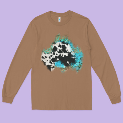 Cowhide Turquoise Patch Long Sleeve Tee Designed By Adodesignshop
