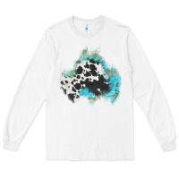 White cowhide turquoise patch Long Sleeve Tee - AdoDesignShop