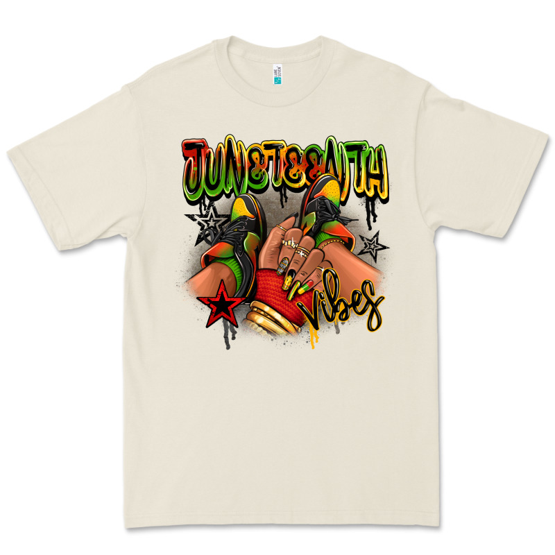Juneteenth Vibes Black Girl Sneakers Premium Tee by RanaPortraitStore | Teevron