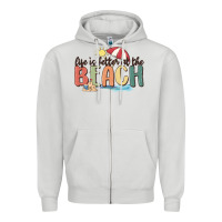 Dove Grey life is better at the beach Zipper Hoodie - MaliasSmallBusiness