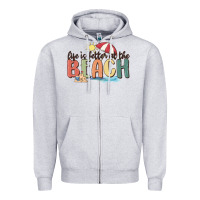 Heather Grey life is better at the beach Zipper Hoodie - MaliasSmallBusiness