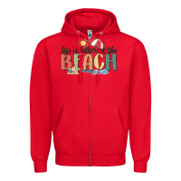 Red life is better at the beach Zipper Hoodie - MaliasSmallBusiness