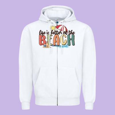 Life Is Better At The Beach Zipper Hoodie Designed By Maliassmallbusiness