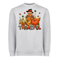 Heather Grey thankful pumpkins and turkey Heavyweight Sweatshirt - AdoDesignShop