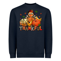 Navy thankful pumpkins and turkey Heavyweight Sweatshirt - AdoDesignShop