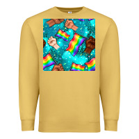 Antique Gold Pride lgbtq hands with flag seamless pattern Premium Sweatshirt - BundleAndBundleShop
