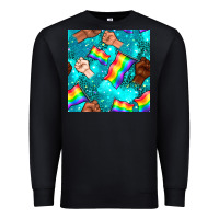 Black Pride lgbtq hands with flag seamless pattern Premium Sweatshirt - BundleAndBundleShop