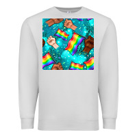 Dove Grey Pride lgbtq hands with flag seamless pattern Premium Sweatshirt - BundleAndBundleShop