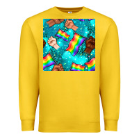 Lemon Pride lgbtq hands with flag seamless pattern Premium Sweatshirt - BundleAndBundleShop