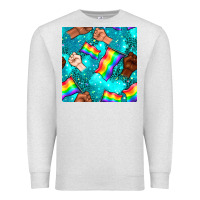 Oatmeal Heather Pride lgbtq hands with flag seamless pattern Premium Sweatshirt - BundleAndBundleShop