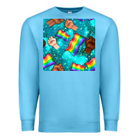 Ocean Blue Pride lgbtq hands with flag seamless pattern Premium Sweatshirt - BundleAndBundleShop