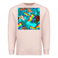 Pale Pink Pride lgbtq hands with flag seamless pattern Premium Sweatshirt - BundleAndBundleShop