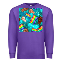 Purple Pride lgbtq hands with flag seamless pattern Premium Sweatshirt - BundleAndBundleShop