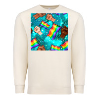 Sandshell Pride lgbtq hands with flag seamless pattern Premium Sweatshirt - BundleAndBundleShop
