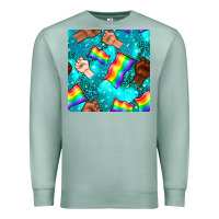 Seafoam Pride lgbtq hands with flag seamless pattern Premium Sweatshirt - BundleAndBundleShop