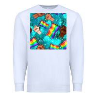White Pride lgbtq hands with flag seamless pattern Premium Sweatshirt - BundleAndBundleShop